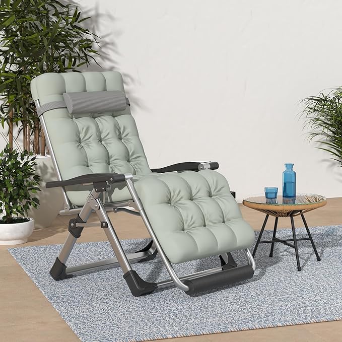 Suteck Oversized Zero Gravity Chair, 29In XL Lounge Chair w/Removable Cushion&Headrest - Photo 2