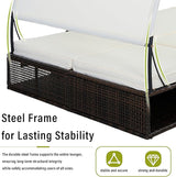 Outdoor Double Chaise Lounge with Adjustable Backrest and Sun Canopy - Photo 7