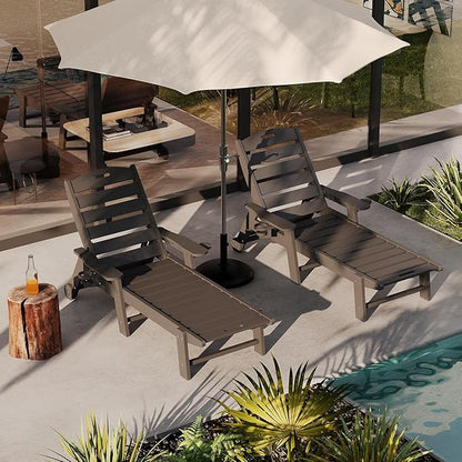 Garvee Oversize 5-Position HDPE Outdoor Chaise Lounge Chair Without Rolling Wheels – Pool Lounge for Patio, Beach & Camping, Gray