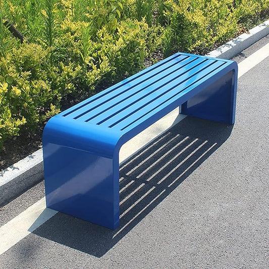 Premium Heavy-Duty Steel Frame Outdoor Bench - Weatherproof Metal Garden Bench for Patio, Porch, Park- All-Weather Commercial Grade Seating