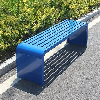 Steel Frame Outdoor Bench,Outdoor Benches Weatherproof,Outdoor Metal Bench Porch Tables for Outside,Premium Porch Benches Seat Park Bench Patio Bench Garden Bench(47.2x15.8x17.8inch, Blue)