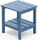 SERWALL 2-Tier HDPE Outdoor Side Table, Weatherproof Rectangular Adirondack Side Table, Blue - Photo 1