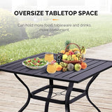 VINGLI 36" Square Patio Table for 4, Metal Outdoor Dining Table with Umbrella Hole - Photo 6