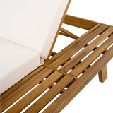 2-Piece Patio Lounge Chair Set with Side Space, Outdoor Chaise Lounge Adjustable & Breathable Acacia Wood Frame - Photo 5
