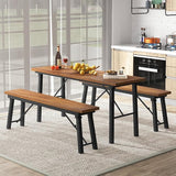 Tangkula Outdoor Dining Table With Benches for 4-6 Persons - Photo 3