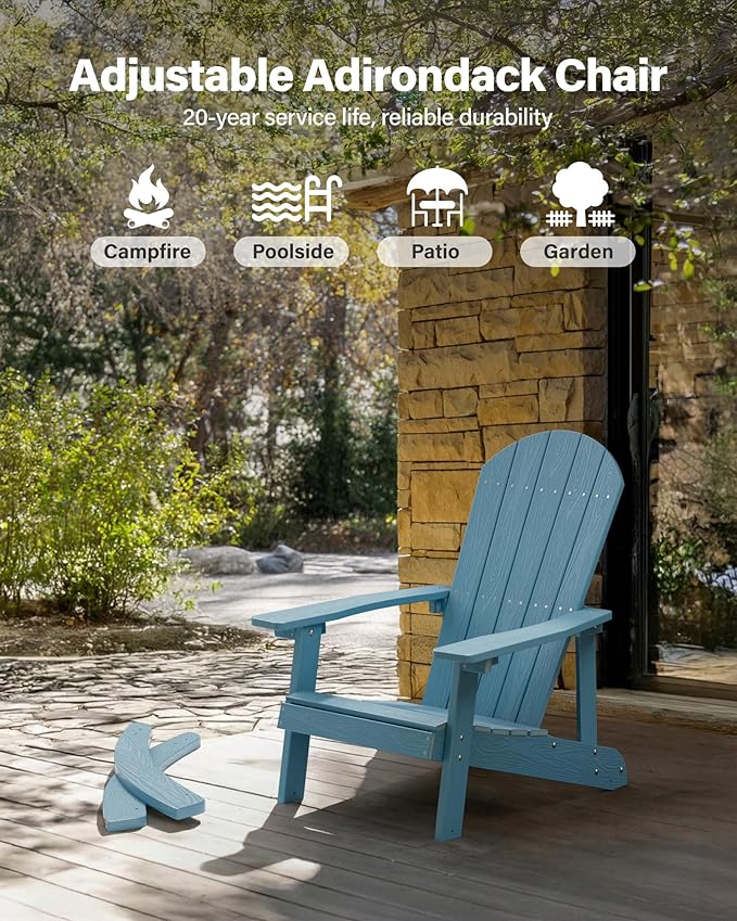YEFU Outdoor Rocking Chair Set of 4,Adirondack Rocking Chair,Patio Rocker Chair with Wide Back,Oversized Rocker Chair Look Like Real Wood, for Lawn, Porch, Backyard, Indoor and Garden(Blue)
