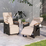 HAPPYGRILL Outdoor Rattan Wicker Chaise Lounge Recliner Chair with Adjustable Backrest & Footrest - Photo 5