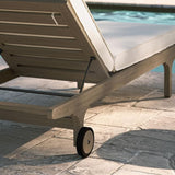 Modway Saratoga Teak Outdoor Chaise Lounge Chair in Weathered Gray White – Adjustable Wood Pool Lounge Chair with - Photo 5