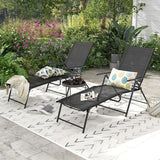 Giantex Lounge Chair Outdoor Set of 2 - Tanning Chair with 6 Adjustable Backrest, 2-Level Footrest - Photo 2