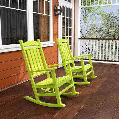 WO WESTIN OUTDOOR HDPE Laguna Classic Porch Rocking Chair (Set of 2), Lime