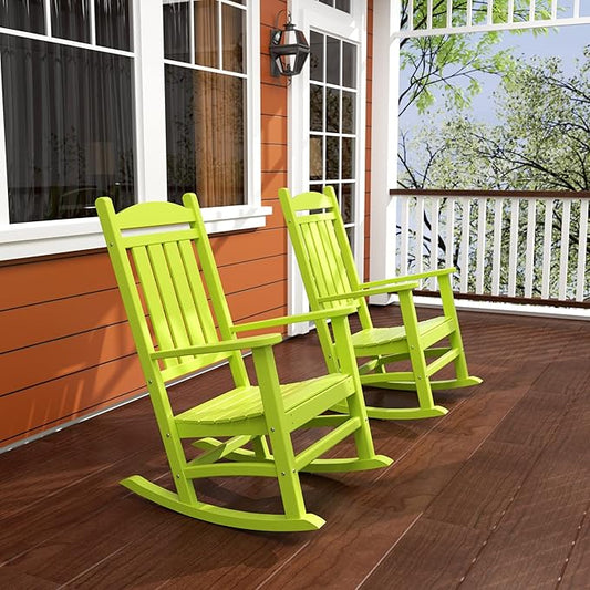WO WESTIN OUTDOOR HDPE Laguna Classic Porch Rocking Chair (Set of 2), Lime