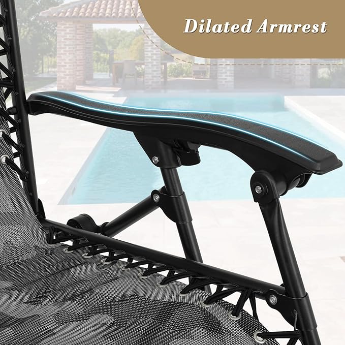 Athena Collection Zero Gravity Outdoor Lounge Chair Set of 2, 25" Width Pool Lounge Lawn Chairs Reclining - Photo 7