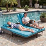 NICESOUL Double Chaise Lounge Outdoor, 51.2" Wide 2-Person Daybed with Independent Recline - Photo 1