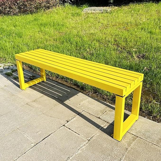 Weatherproof Metal Dining Bench, Outdoor Bench Backless Patio Bench 2-Person Farmhouse Bench Garden Bench for Kitchen - Photo 1
