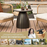 Round Metal Outdoor Patio Side Table, Black Small Patio End Table, Steel Outdoor Accent Table for Garden, Pool, Deck - Photo 4