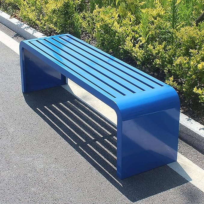 Outdoor Patio Bench, Park Bench Outdoor Bench Metal Bench Backless Benches, 660Lbs Weight Capacity, for Porch, Garden, Park, Backyard(Blue,150x40x45CM)
