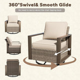 8 Pieces Metal Wicker Patio Furniture Set - 75" Sofa, Four Swivel Chairs and Two Ottomans - Photo 4