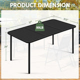 Yaheetech Outdoor Dining Table for 6 Person, Rectangular Slatted Metal Patio Table for Deck Garden Lawn Backyard Use - Photo 3