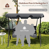Tangkula 3 Person Porch Swing, Patio Swing with Removable Cushion & Powder-Coated Steel Frame - Photo 3