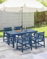 HDPE Outdoor Dining Set of 6, Patio Dining Table Set with 4 Chairs and 1 Bench - Photo 4
