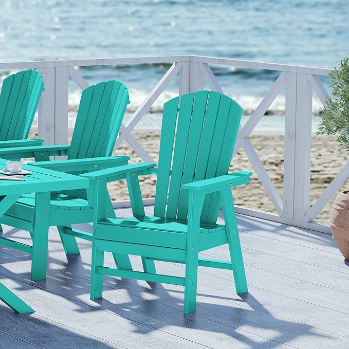 WestinTrends Dylan Outdoor Patio Shell-Back Adirondack Dining Chair Weather Resistant Turquoise