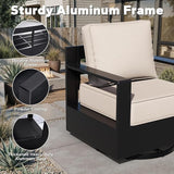 Outdoor Aluminum Furniture Set, 6-Piece Patio Conversation Set, 2 Swivel Chairs, 2 Chairs, 1 Sofa and 1 Table - Photo 4