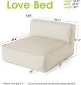 Dineli Outdoor Bean Bed Loveseat Large Bean Bag Chair for Adults Outdoor Sofa Couch Outside Chaise Lounge Chair Foam - Photo 2