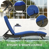 Outsunny Wicker Chaise Lounge Chair Outdoor with Wheels & Cushion - Photo 6
