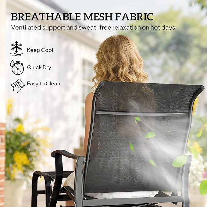 Outsunny Outdoor Glider Chair with Ottoman, Patio Glider Set with 24.4" High Back, 22" Wide Seat - Photo 8