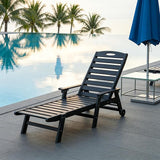 Domi Patio Lounge Chair Outdoor, HDPE Outdoor Chaise Lounge with Reclining Backrest, Pool Lounger Chair for Outside - Photo 1