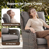 Belord 5 Piece Wicker Patio Furniture Set, Outdoor Swivel Rocker Chairs Set of 2 with Ottomans and Side Table - Photo 4
