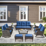 10-Piece Furniture Set-Patio Rocking Chairs Set of 4 Outdoor Rattan Sofa Sets with Coffee Table Outdoor Patio Furniture - Photo 1