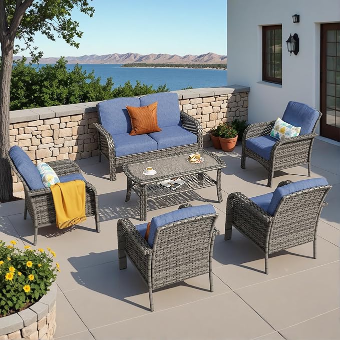 HOOOWOOO Patio Furniture Set, 6 Pieces Outdoor Conversation Set - Photo 1