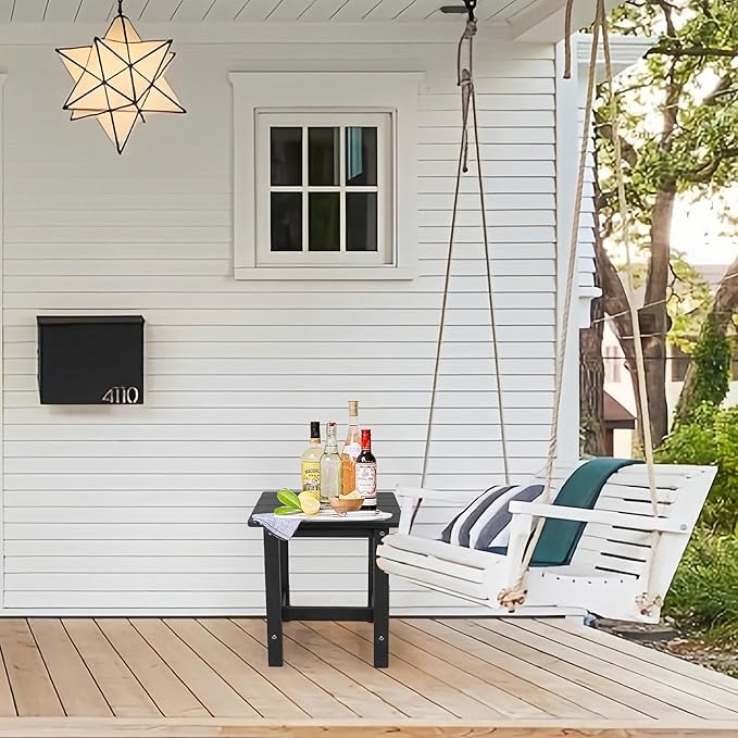 Outdoor Side Table, Weather Resistant Double Small Adirondack Side Table, Outdoor Indoor End Table for Chair - Photo 2