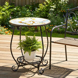 Outdoor Patio Side Table - 14" Metal Small Round Coffee Tables - Photo 6