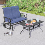 PatioFestival 2 Pcs Patio Glider Bench Set - Outdoor Loveseat Glider Chair with Metal Coffee Table, Textilene Fabric - Photo 1