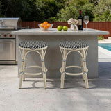 PURPLE LEAF Patio French Round Counter Stool Set of 2 Large Seat 26" Rattan Armless Stackable Barstools Rattan Wicker - Photo 2