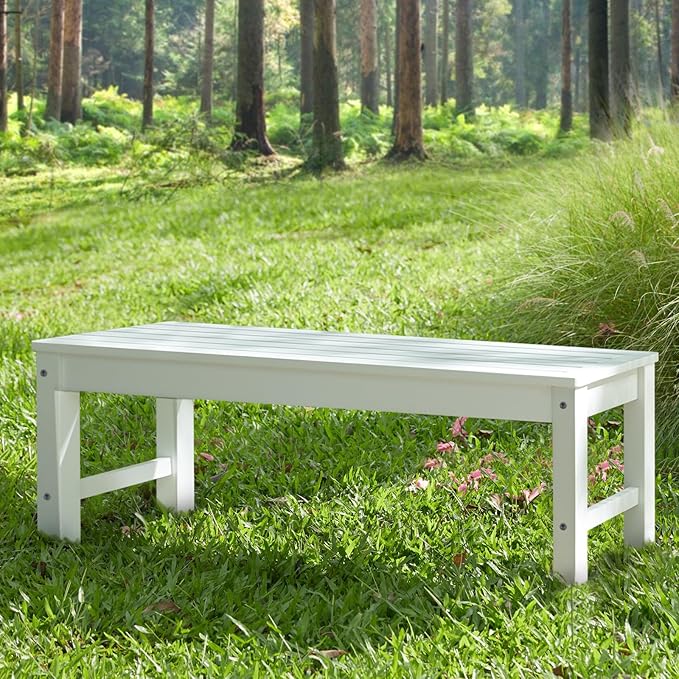 Psilvam Outdoor Bench, Two Person Poly Lumber Porch Bench, Weatherproof Garden Bench That Never Rot and Fade - Photo 6