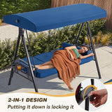3 in 1 Outdoor Porch Swing with Adjustable Canopy, 3 Seat Outdoor Swing for Adults - Photo 2