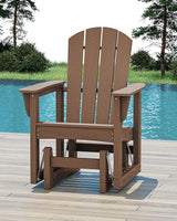 SERWALL Outdoor Glider Chair Set of 4, HDPE Wood-Like Patio Glider Rocker All-Weather Porch Glider for Outside, Brown - Photo 2