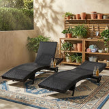 Set of 6 Outdoor Chaise Lounge Chairs with Wheels, Pull-Out Side Table, 5-Position Adjustable Backrest - Photo 9