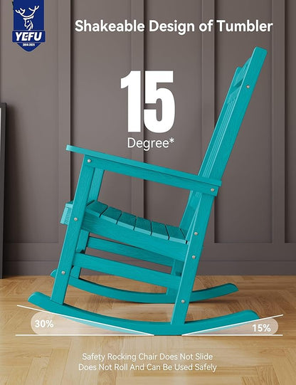YEFU Outdoor Rocking Chairs Set of 2: Porch Rocking Chairs-Outdoor Patio Rockings Chair-Oversized Rocker Chair-All Weather Poly Rocker Lawn Chair for Adult-Seat Area 22"x21"-Backrest Height 31"-Aruba