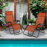 Goplus Zero Gravity Lounge Chairs, 160°Adjustable Folding Recliner w/Pillow and Cup Holder - Photo 9