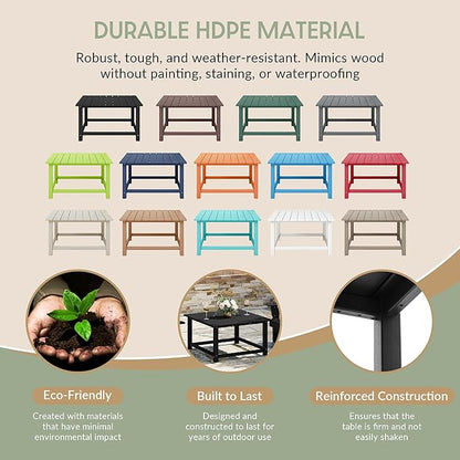 WestinTrends Malibu Low Outdoor HDPE Square Patio Coffee Table, Black