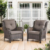 Belord High Back Patio Chairs Set of 2 - Brown Wicker Chairs Outdoor Seating - Photo 1