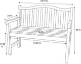 Shine Company Belfort Outdoor Solid Wood Patio Garden Bench, Ergonomic Seat, 22" D x 44.75" W x 36" H, Eggshell White - Photo 7