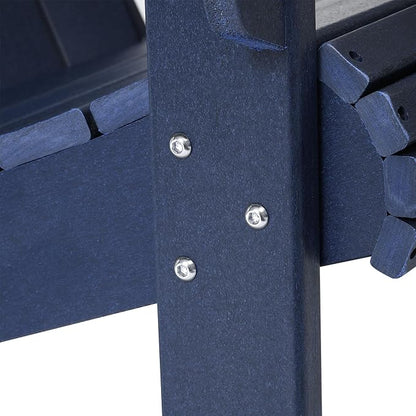 Costaelm Outdoor Patio HDPE Adirondack Chair with Cup Holder, Navy Blue