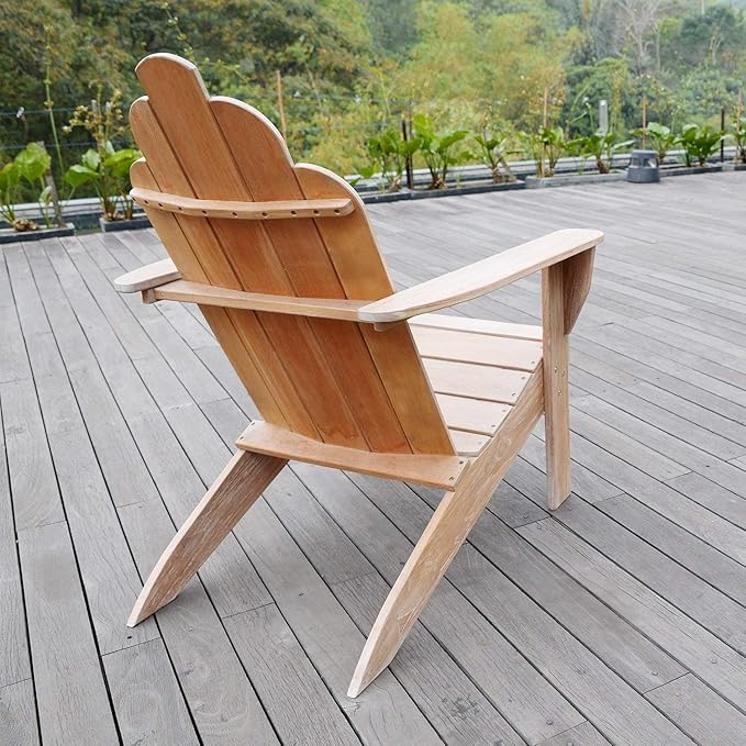 Cambridge Casual Arie Teak Adirondack Chair, Solid Indonesian Teak Wood Outdoor Seating with Natural Finish, Weather-Resistant Patio Chair for Porch, Lawn, Garden, Deck, or Backyard Relaxation