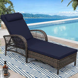 Outdoor Chaise Lounge Chair, PE Wicker Long Recliner Patio Lounge Chair with Cushion - Photo 1