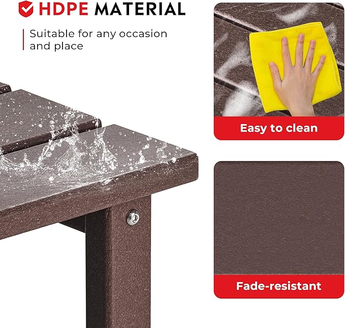 Costaelm Square Outdoor Side Tables, Adirondack Patio Tables for Outside, HDPE Patio End Table Weather Resistant - Photo 5
